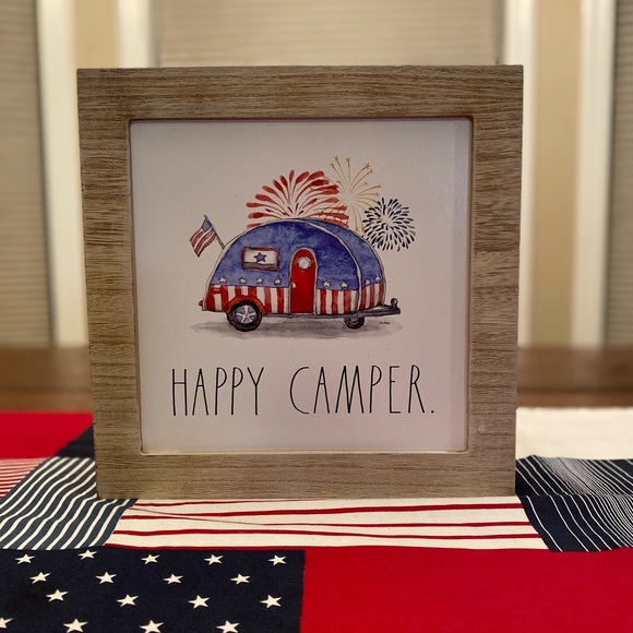 Rae Dunn Happy Camper Patriotic Sign & Patriotic Boom Y’all Kitchen Towels Set - Picture 5 of 15